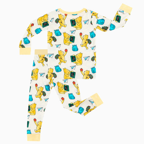 Little Bear Schoolbag Design Two-Piece Bamboo Viscose Pajama Set