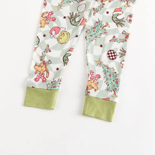 Today’s Deals Christmas Green Cartoon Figure Kids Bamboo 2 Piece Pajama Set