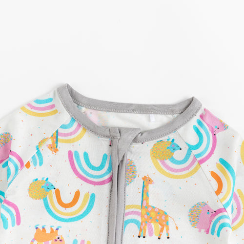 Cartoon Animal & Rainbow Print Bamboo Viscose Baby Romper