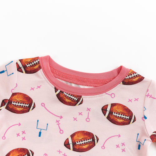 Pink American Football Kids Bamboo 2 Pieces Pajama Set