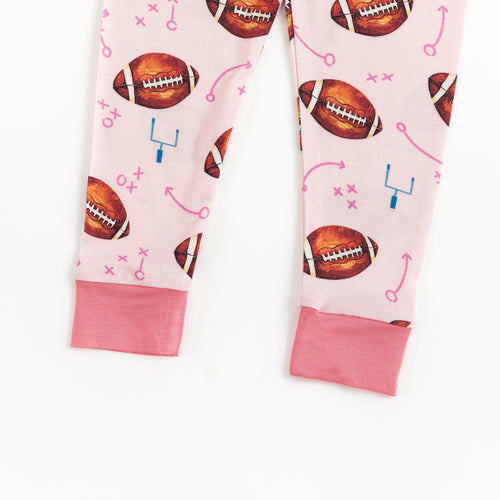 Pink American Football Kids Bamboo 2 Pieces Pajama Set