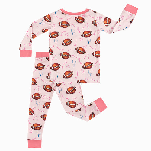 Pink American Football Kids Bamboo 2 Pieces Pajama Set