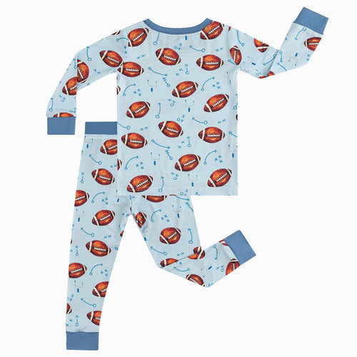 Blue American Football Kids Bamboo 2 Pieces Pajama Set