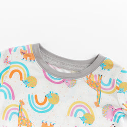 Cartoon Animal & Rainbow Print Bamboo Long Sleeve Set