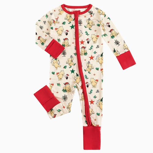 Christmas Tree Bear Star Baby Bamboo Zipper Romper