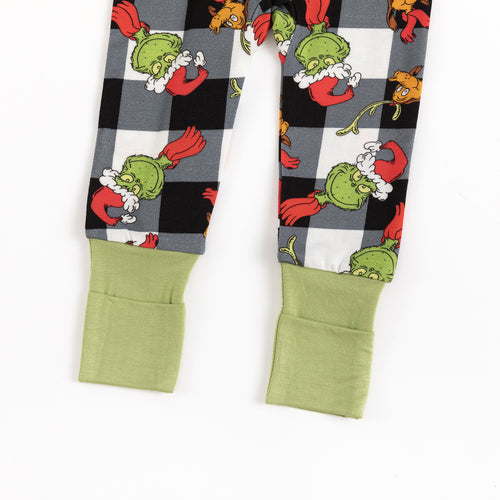 Christmas Green Guy Plaid Baby Bamboo Zipper Romper