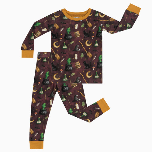 Witch Hat & Black Cat Kid's Bamboo Pajama Set