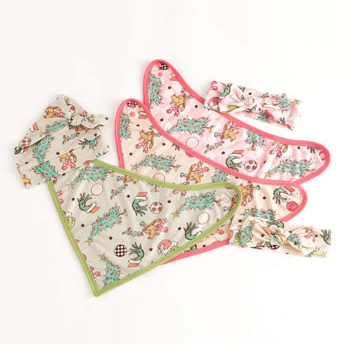 Christmas Tree Green Guy Deer Baby Bib