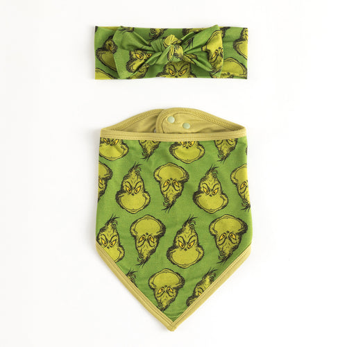 Christmas Green Guy Smile Baby Bib