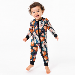Halloween Witch Head Pattern Bamboo Zippy Baby Romper