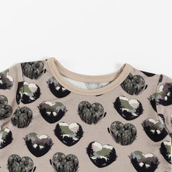 Camouflage Love Heart Pattern Two-Piece Short Sleeve Set