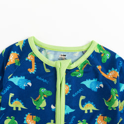 Prehistoric Friends Dinosaur Bamboo Zipper Baby Pajamas