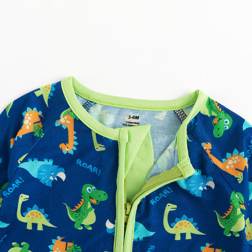 Prehistoric Friends Dinosaur Bamboo Zipper Baby Pajamas