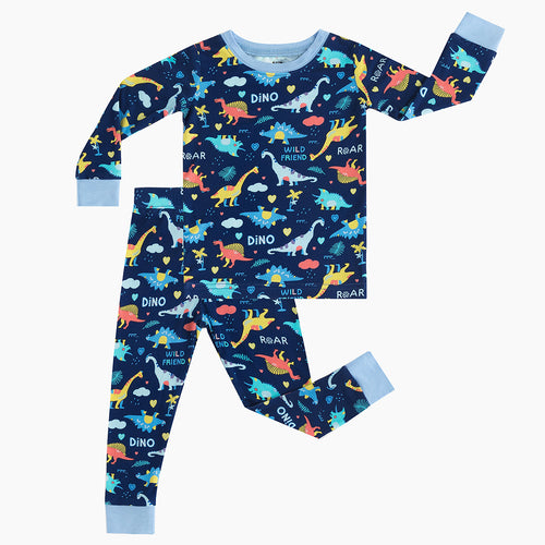 Cartoon Dinosaurs Two-piece Bamboo Viscose Pajamas