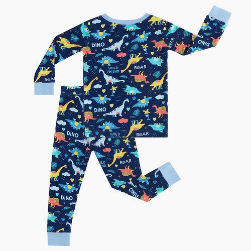 Cartoon Dinosaurs Two-piece Bamboo Viscose Pajamas