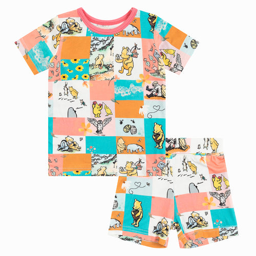 Cartoon Bear and Friends Print Bamboo Shorts Set