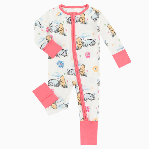 Cartoon Bears & Donkeys Pattern Bamboo Zipper Pajamas