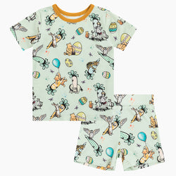 Easter Bear Pattern Kids Pajamas Summer Short Set