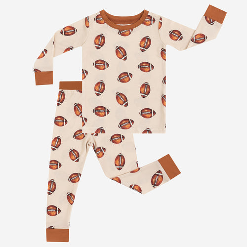 Brown American Football Kids Bamboo 2 Pieces Pajama Set