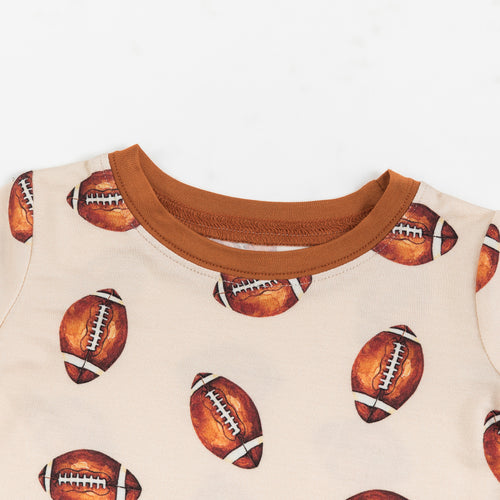 Brown American Football Kids Bamboo 2 Pieces Pajama Set