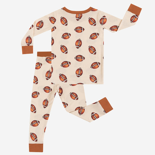 Brown American Football Kids Bamboo 2 Pieces Pajama Set