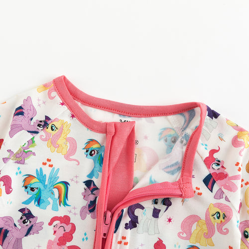 Pink Pony Baby Bamboo Zipper Romper