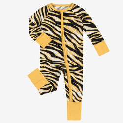 Cute Tiger Pattern Baby Bamboo Zippered Romper