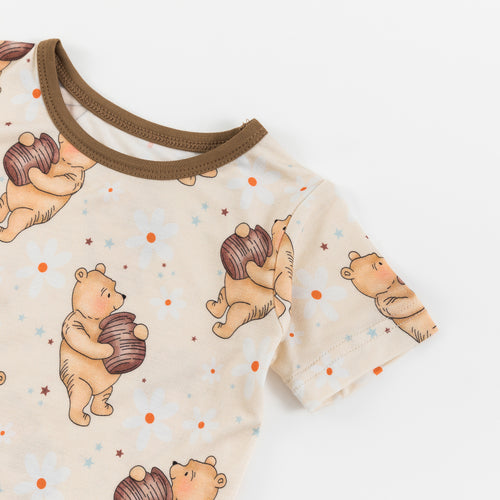 Silly Little Bear Holds the Honey Print Short Set Bamboo Pajamas