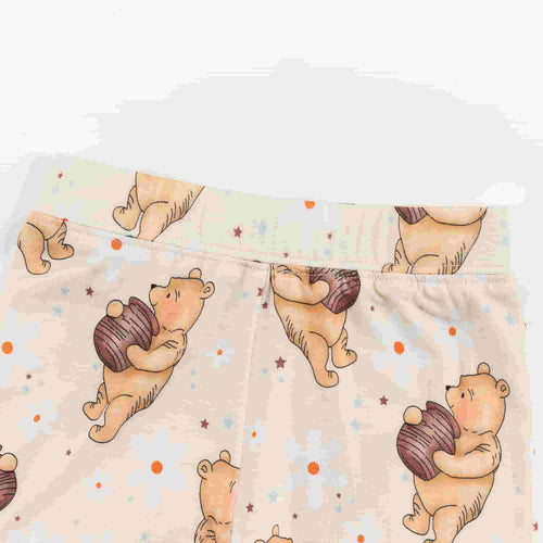 Cozy Beige Baby Bear Paw Print Bamboo Summer Pajama Shorts Set