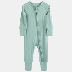 Celadon Bamboo Baby Rompers with Two-Way Zipper