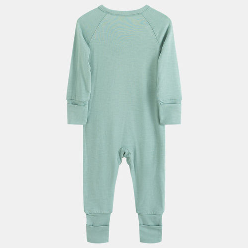 Celadon Bamboo Baby Rompers with Two-Way Zipper