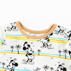 Cartoon Mouse Palm Tree Pattern Bamboo Two Piece Pajama Set