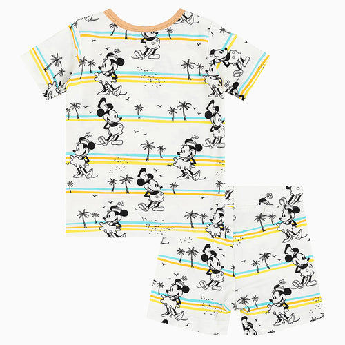 Cartoon Mouse Palm Tree Pattern Bamboo Two Piece Pajama Set