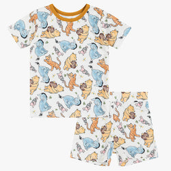 Bear Piglet Cartoon Bamboo Toddler Kid's T-shirt & Elastic Waist Shorts Set