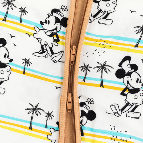 Cartoon Mouse Palm Tree Pattern Bamboo Zipper Pajamas