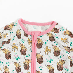 Black Friday Cute Bear & Honey Pattern Bamboo Zippy Romper