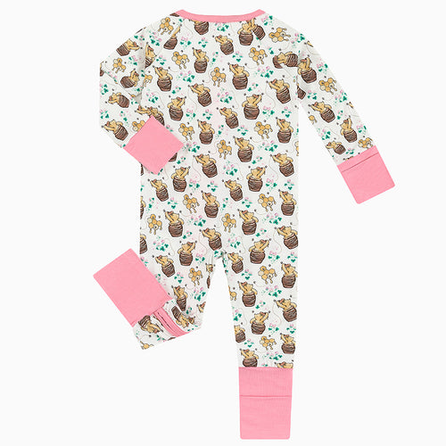 Black Friday Cute Bear & Honey Pattern Bamboo Zippy Romper