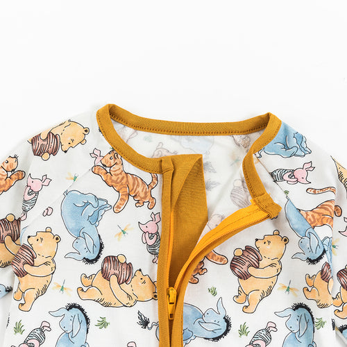 Cartoon Bear Piglet Pattern Bamboo Long Sleeve Onesie