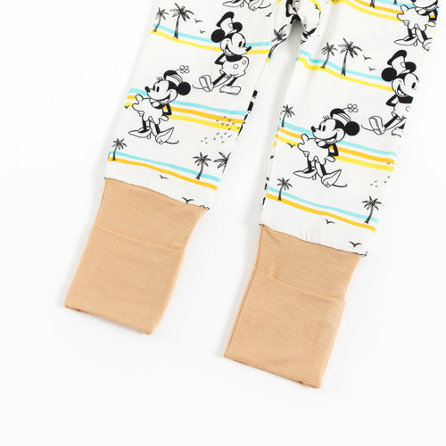 Cartoon Mouse Palm Tree Pattern Bamboo Zipper Pajamas