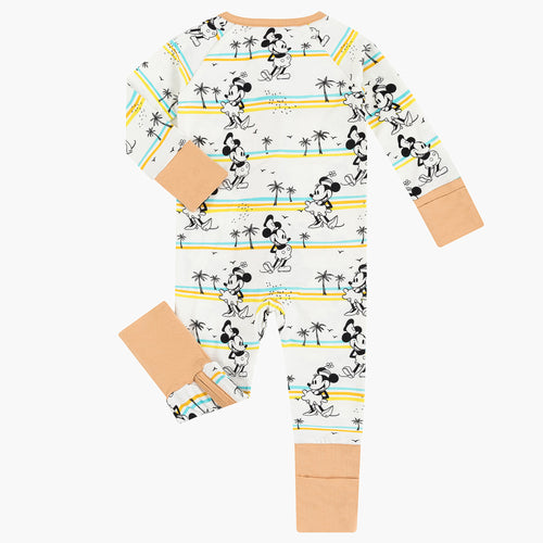 Cartoon Mouse Palm Tree Pattern Bamboo Zipper Pajamas