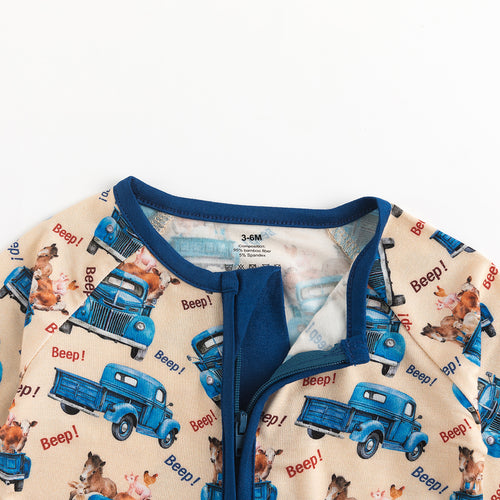 FancyPrince Animal Cargo Truck Farm Bamboo Zipper Pajama