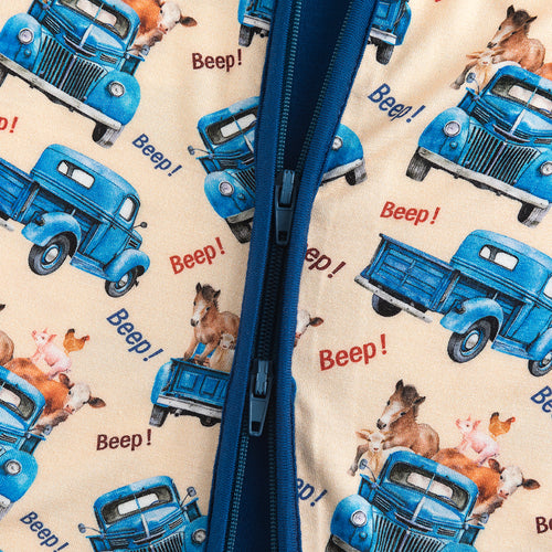 FancyPrince Animal Cargo Truck Farm Bamboo Zipper Pajama