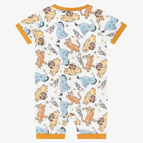 Adorable Baby Boy's Bamboo Fiber Cartoon Bear Short Sleeve Bodysuit