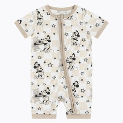 Coxswain Mouse Chessboard Pattern Bamboo Baby Shortie Romper