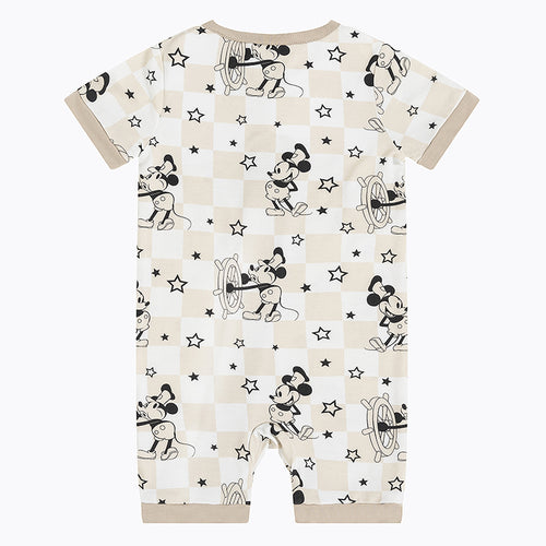 Coxswain Mouse Chessboard Pattern Bamboo Baby Shortie Romper