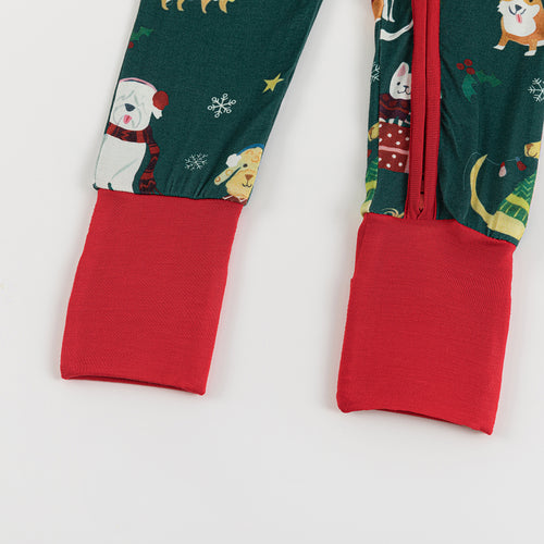 Christmas Dog Pattern Bamboo Zipper