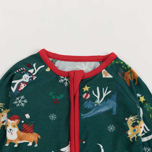 Christmas Dog Pattern Bamboo Zipper