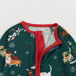 Christmas Dog Pattern Bamboo Zipper