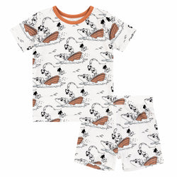 Cartoon Mouse Pattern Bamboo Two Piece Shorts Set