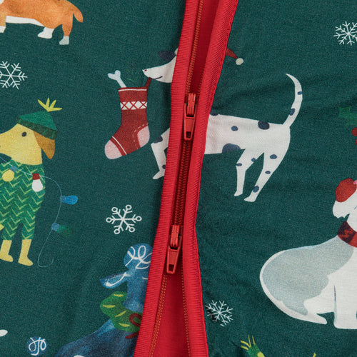 Christmas Dog Pattern Bamboo Zipper